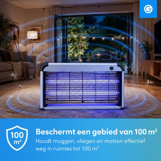 Muggenlamp tot 100m² - 30 Watt Vliegenvanger Elektrisch - 2M Snoer - Voor Binnen en Overdekte Buitenruimtes